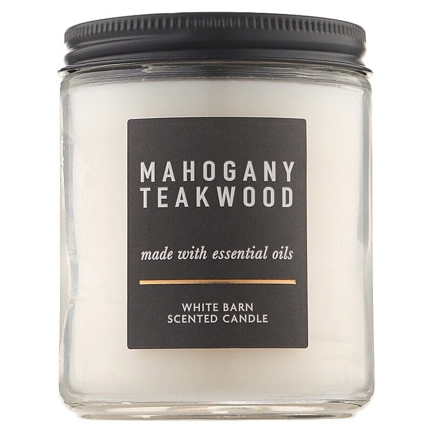 Изображение товара BATH & BODY WORKS Свеча ароматическая Mahogany Teakwood White Barn Scented Candle, 100
