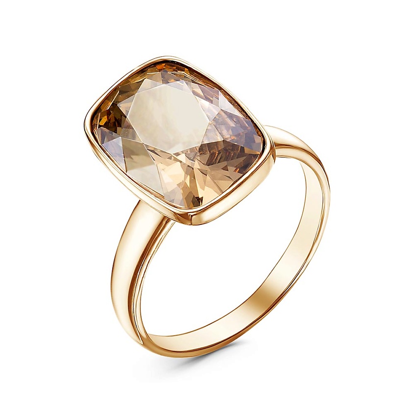 Изображение товара Женское кольцо из латуни с ювелирным стеклом и золочением 19,5 размера