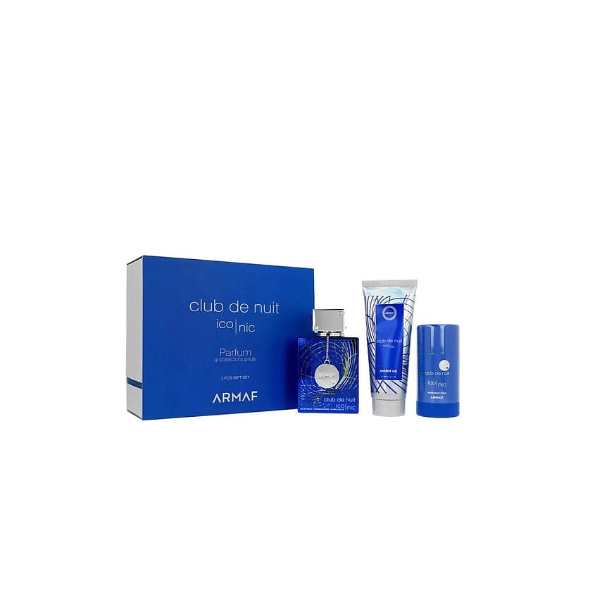 Изображение товара ARMAF PERFUMES Набор Club De Nuit Blue Iconic: Парфюмерная вода + Дезодорант-стик + Гель для душа, 105 мл + 100 мл + 75 г