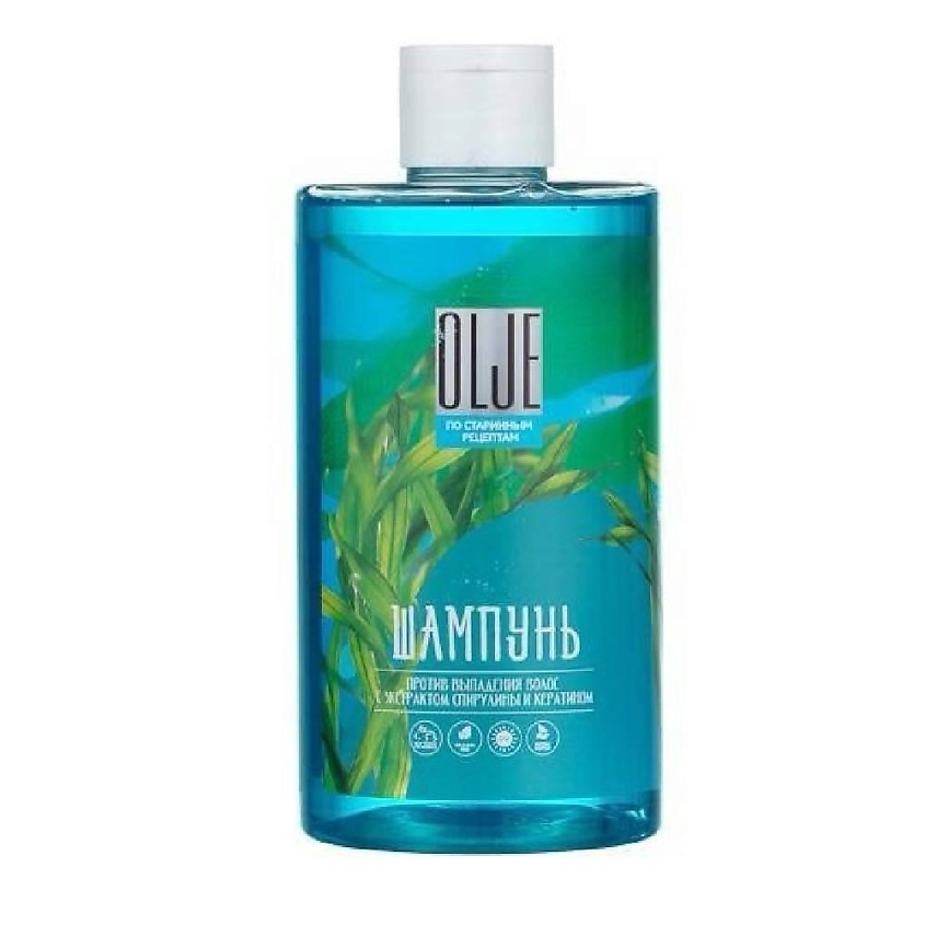 Изображение товара OLJE Натуральный шампунь против выпадения волос с экстрактом концентрата спирулины и кератина, 450 мл