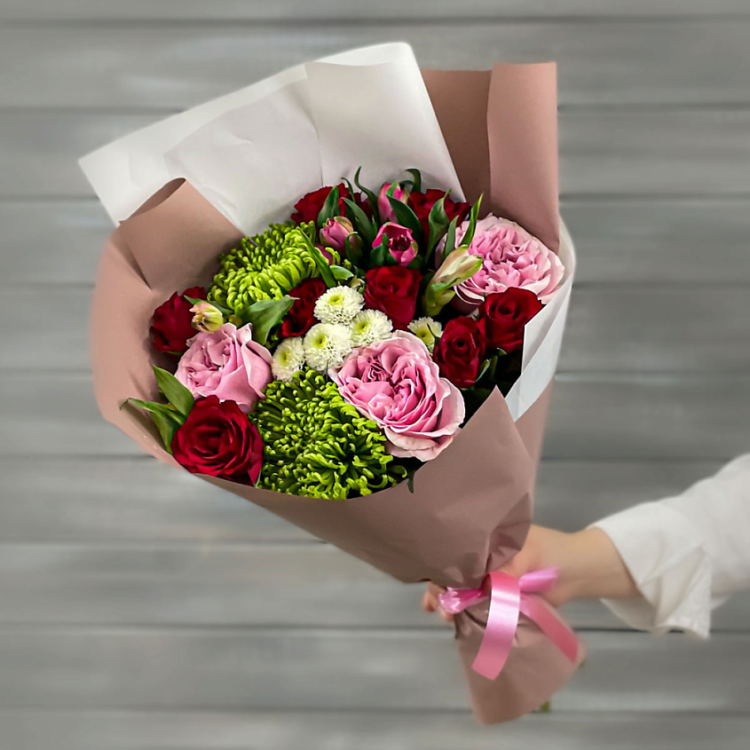 Изображение товара Букет из хризантем, роз и альстромерий от Букет Маркет