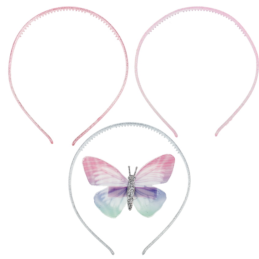 Изображение товара Набор аксессуаров для волос для девочек 3 ободка и бабочка LUKKY