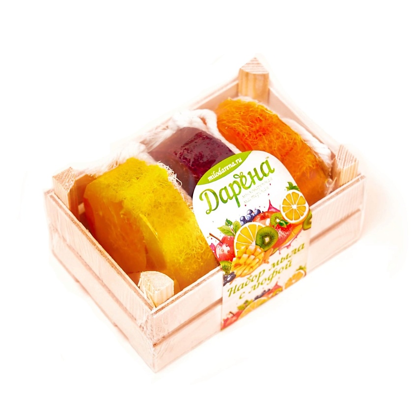 Изображение товара ДАРЁНА МЫЛОВАРЕННАЯ МАСТЕРСКАЯ Набор мыла с люфой из 3 шт №3 прозрачный, Набор мыла с люфой из 3шт