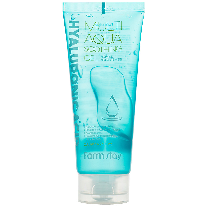 Изображение товара FARMSTAY Гель многофункциональный успокаивающий с гиалуроновой кислотой Hyaluronic Acid Multi Aqua Soothing Gel, 200 мл