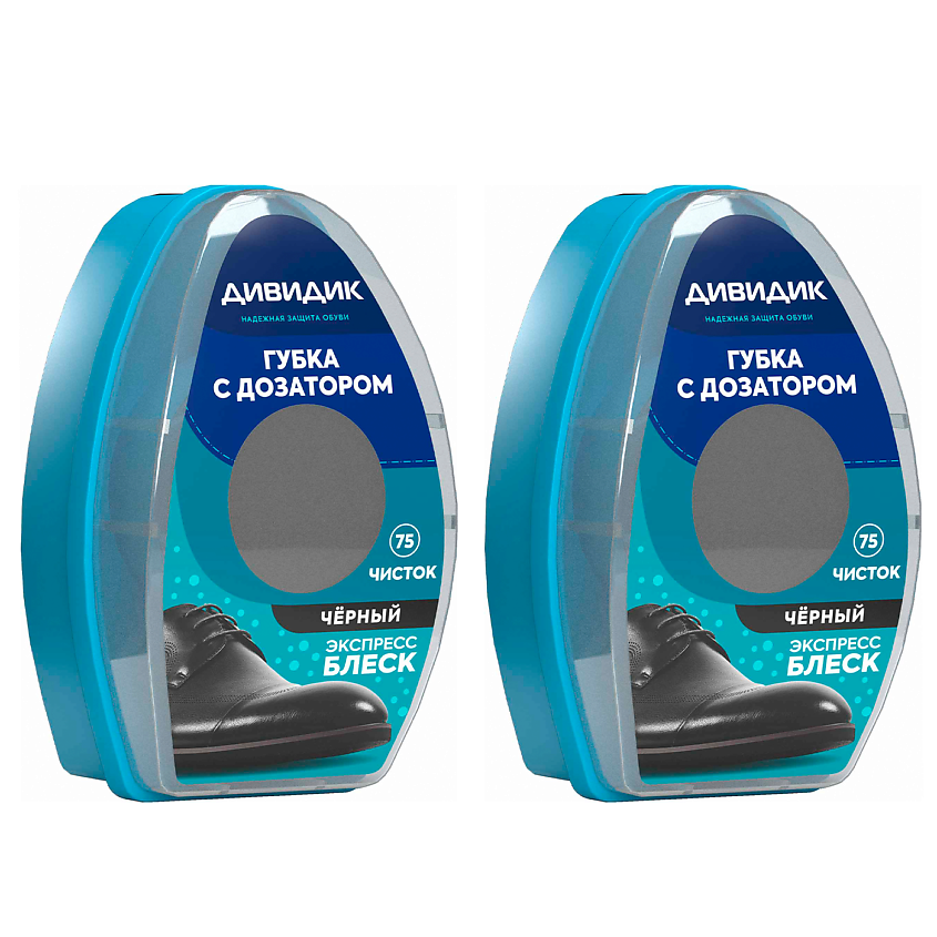 Изображение товара ДИВИДИК Губка для обуви из гладкой кожи с дозатором 2 шт черная