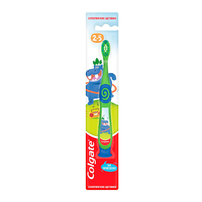 Изображение товара Детская зубная щетка Colgate 2-5 лет Мягкая с ярким дизайном и присоской
