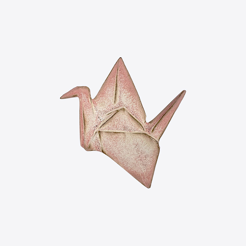 Изображение товара LA PALME ARTISAN CERAMICA Брошь-значок из керамики Оригами Журавлик, Розовый