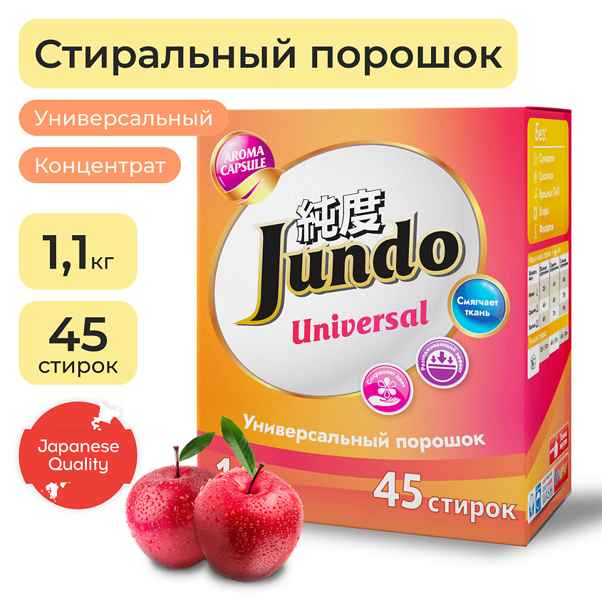 Изображение товара JUNDO Premium Универсальный стиральный порошок с кондиционером Aroma Capsule 2 в 1 1100 г