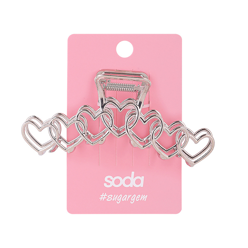 Изображение товара SODA Заколка-крабик для волос Silver Hearts, 1 шт.
