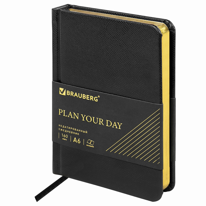 Изображение товара BRAUBERG Ежедневник Iguana А6 недатированный кожа змеи черный