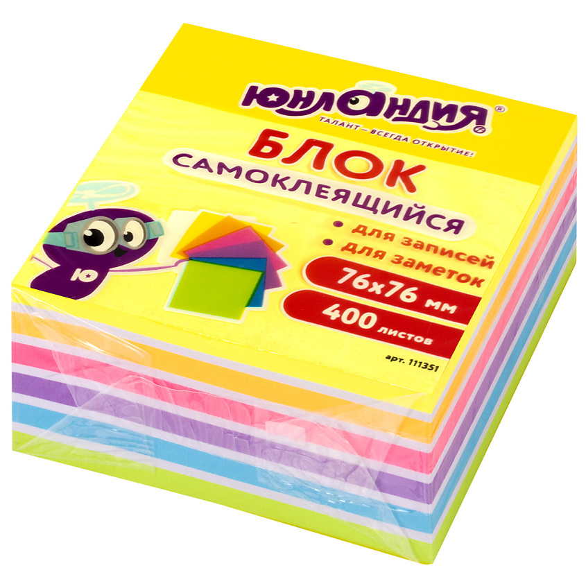 Изображение товара ЮНЛАНДИЯ Самоклеящиеся неоновые стикеры 400 листов 7 цветов для заметок и организации