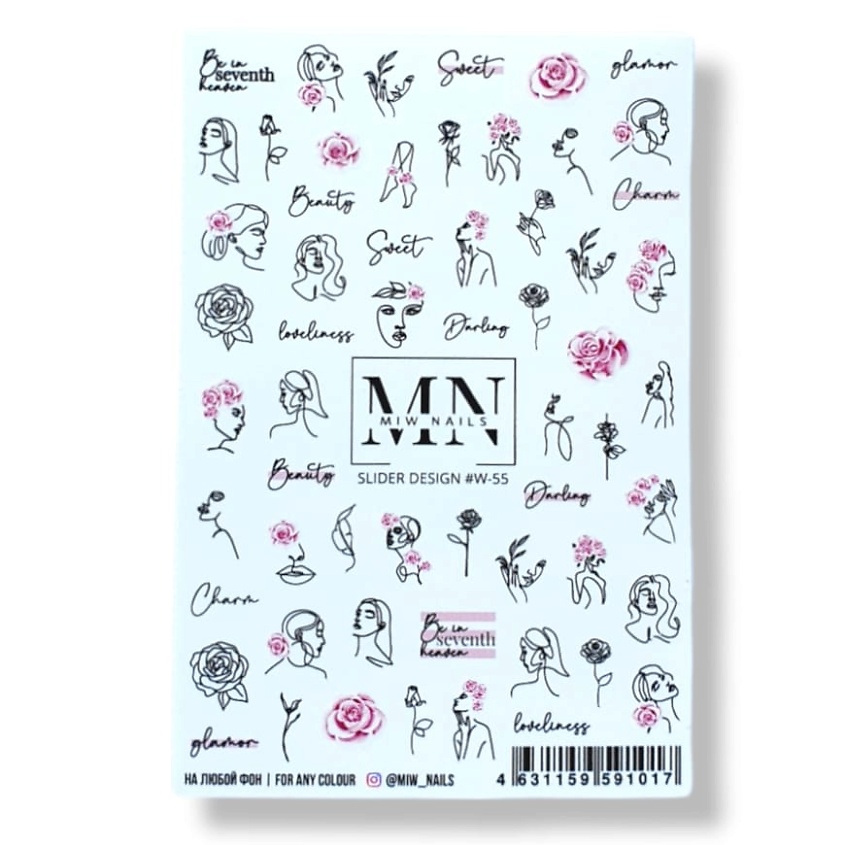 Изображение товара Слайдер дизайн для маникюра MIW NAILS цветы силуэты 1 шт