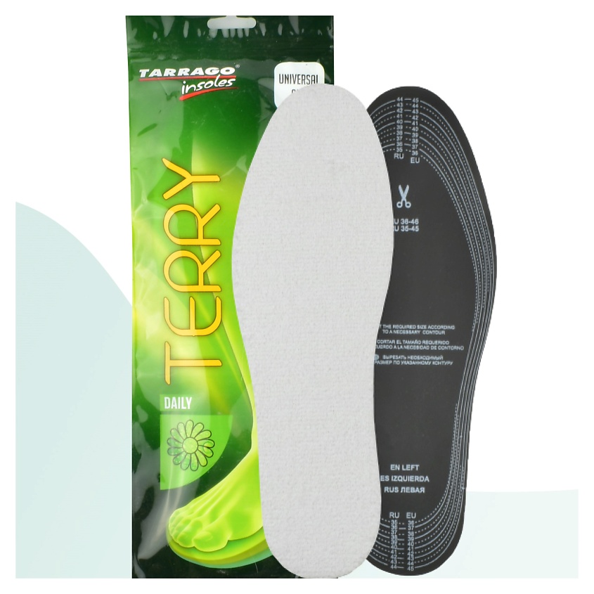 Изображение товара TARRAGO Хлопковые стельки для обуви, с активированным углем Terry, размер: 35-46