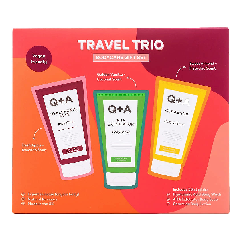 Изображение товара Q+A Набор миниатюр для ухода за телом Bodycare Travel Set Trio, 50 мл x 3 шт