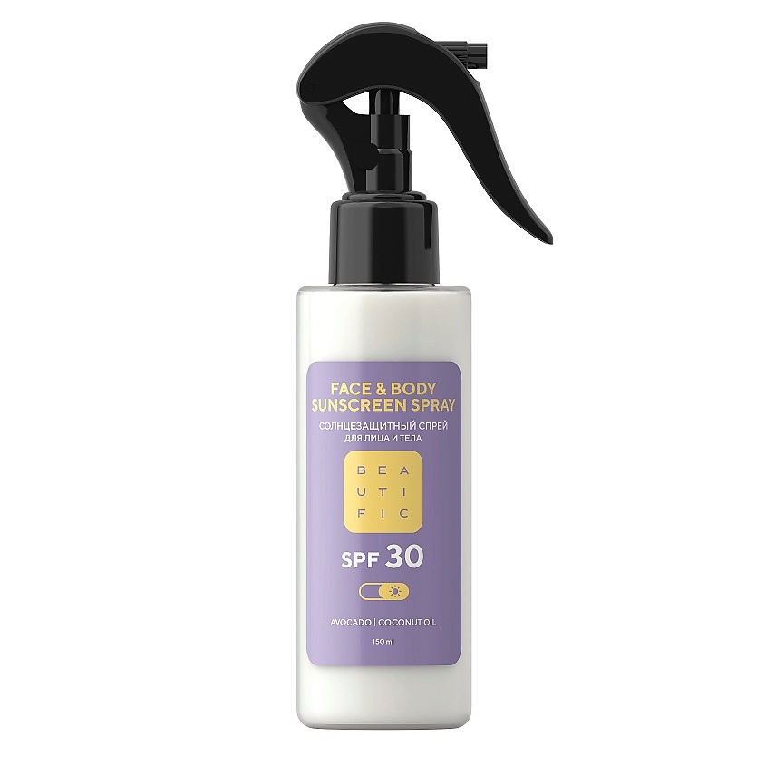 Изображение товара BEAUTIFIC Солнцезащитный спрей для лица и тела с SPF 30 Face & Body Sunscreen Spray, 150 мл