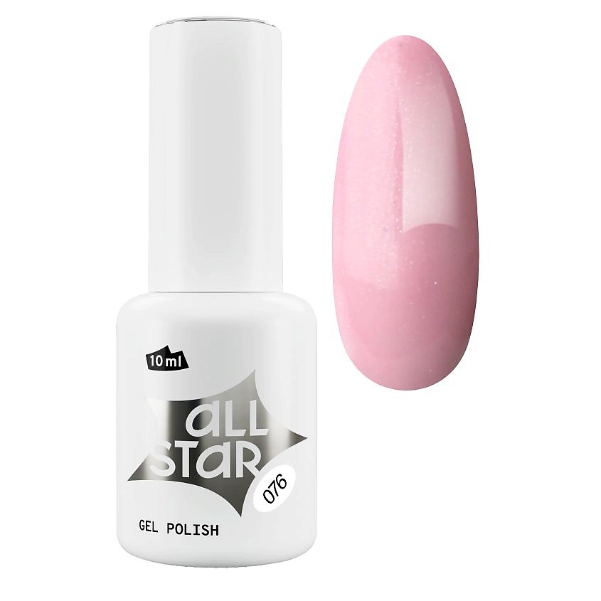 Изображение товара ALL STAR PROFESSIONAL Гель-лак Shine Fresno 076 нежно-розовый с блестками - стойкое покрытие для но