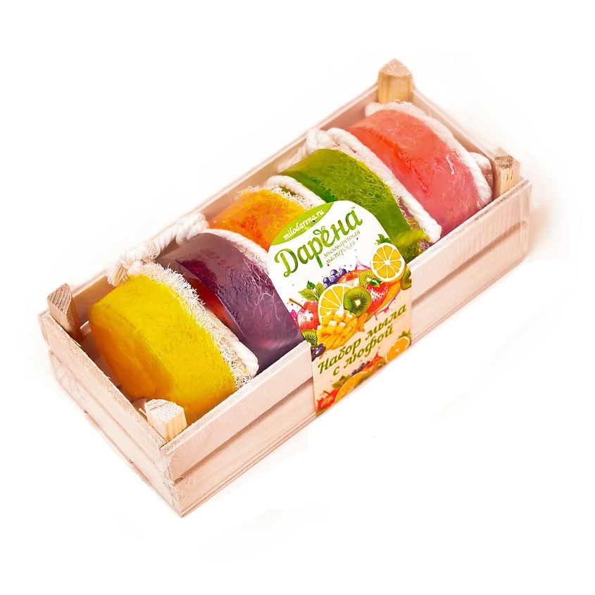 Изображение товара ДАРЁНА МЫЛОВАРЕННАЯ МАСТЕРСКАЯ Набор мыла с люфой №1, Набор мыла с люфой из 5шт