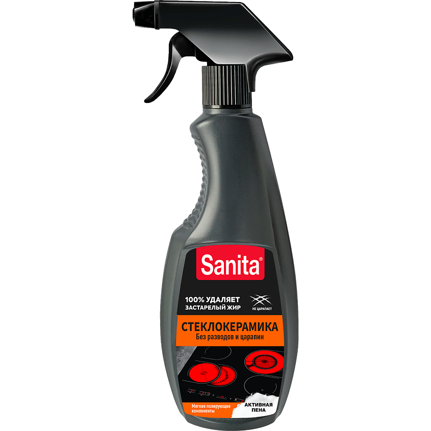 Изображение товара SANITA Спрей Антижир для стеклокерамики 500 мл - эффективное средство для кухни