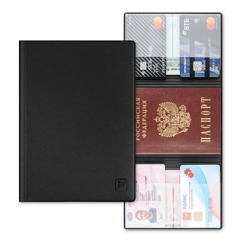 Изображение товара Обложка для автодокументов FLEXPOCKET из экокожи черного цвета