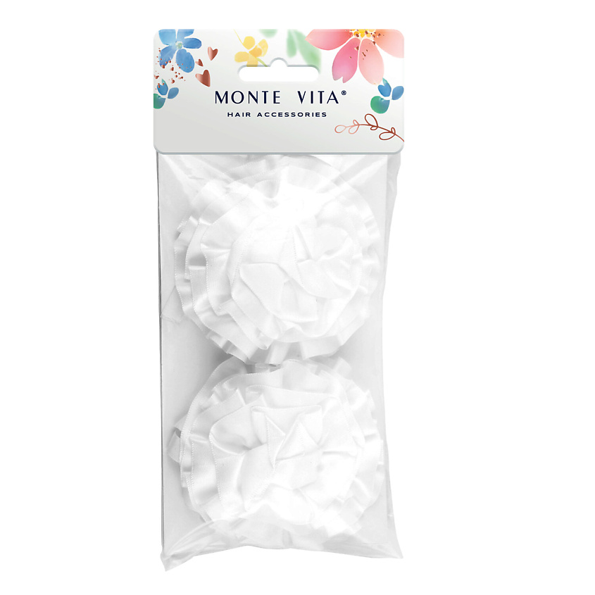 Изображение товара MONTE VITA Банты для волос белого цвета на резинке 10 см атласные