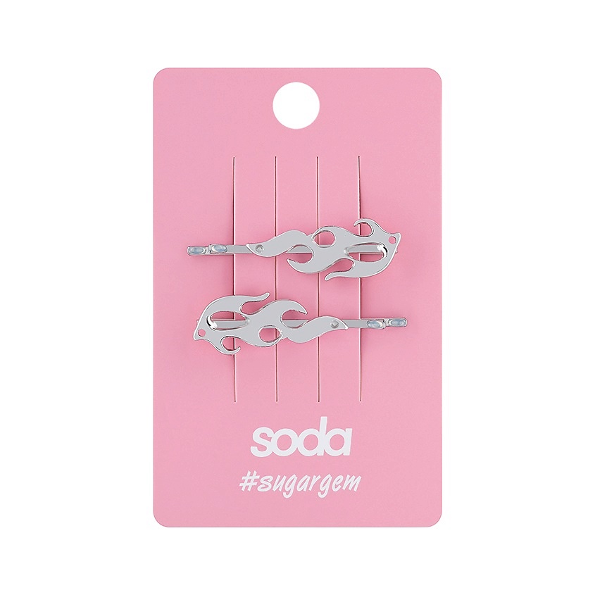 Изображение товара SODA Заколки-невидимки для волос FIRE SILVER #sugargem, 2 шт.