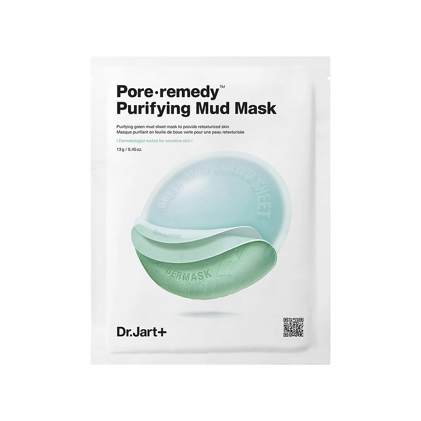 Изображение товара DR. JART+ Обновляющая маска для лица с зеленой глиной Dermask Pore∙Remedy Purifuing Mud Mask, 13 гр. x 1 шт.