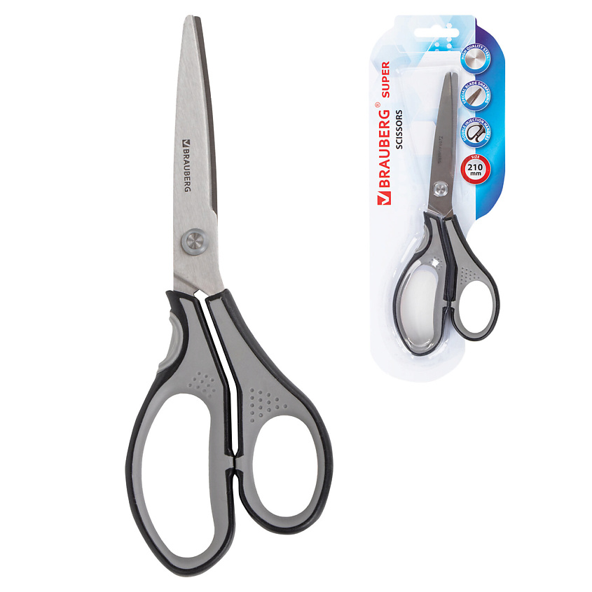 Изображение товара BRAUBERG Ножницы SUPER 210 мм серо-черные