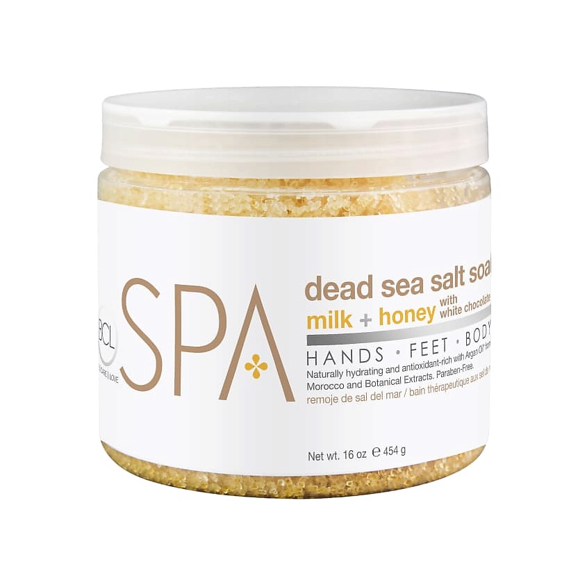 Изображение товара BE CARE LOVE Соль для ванны "Молоко и Мед с белым шоколадом" SPA, 454 г