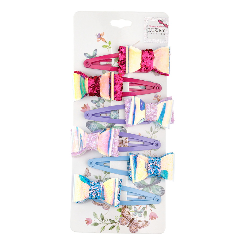 Изображение товара LUKKY Заколки Бантики Голография Фиолетовый стильные украшения для волос для детей и взрослых