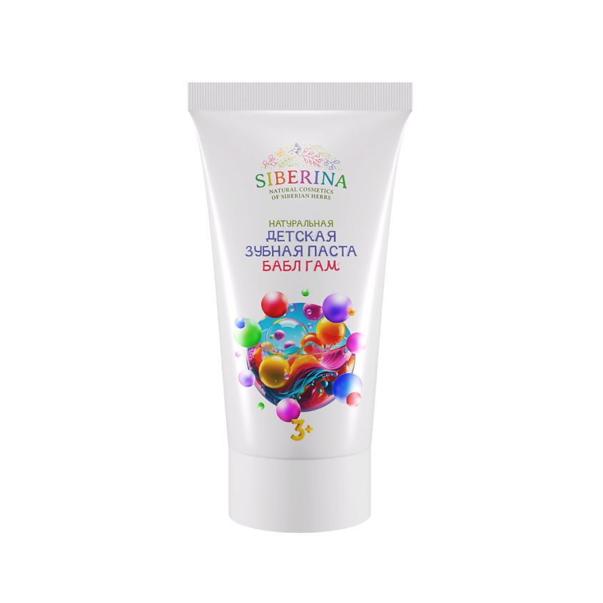 Изображение товара Натуральная детская зубная паста Бабл-гам Siberina безопасная для малышей
