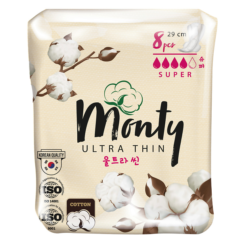 Изображение товара MONTY Женские гигиенические прокладки ULTRA THIN SUPER PLUS, 8 шт