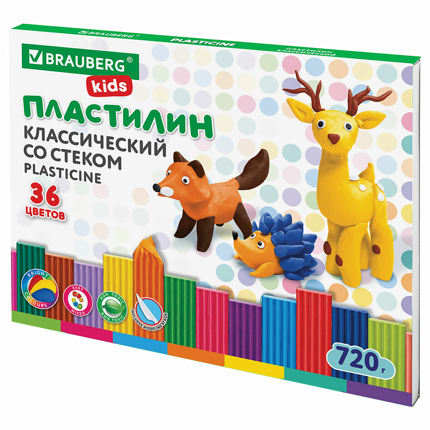 Изображение товара BRAUBERG Пластилин классический KIDS, 36 цв.