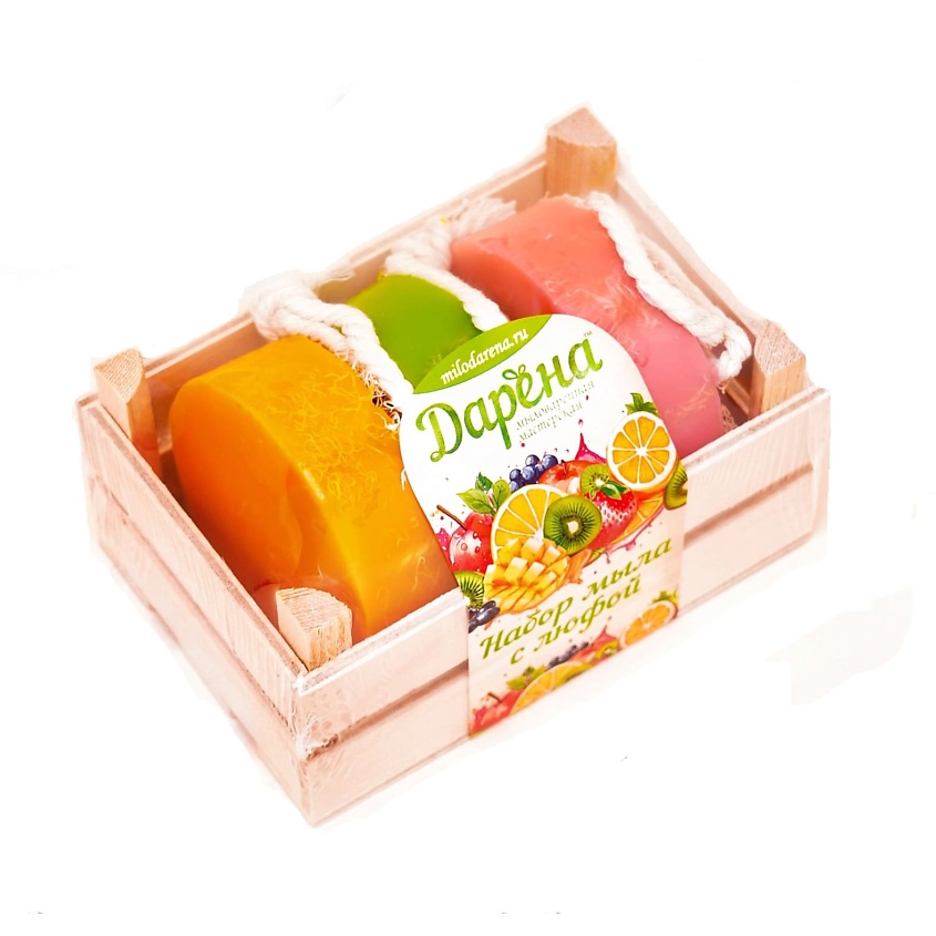 Изображение товара Набор мыла с люфой из 3 штук Дарёна Мастерская матовый подарок для женщин