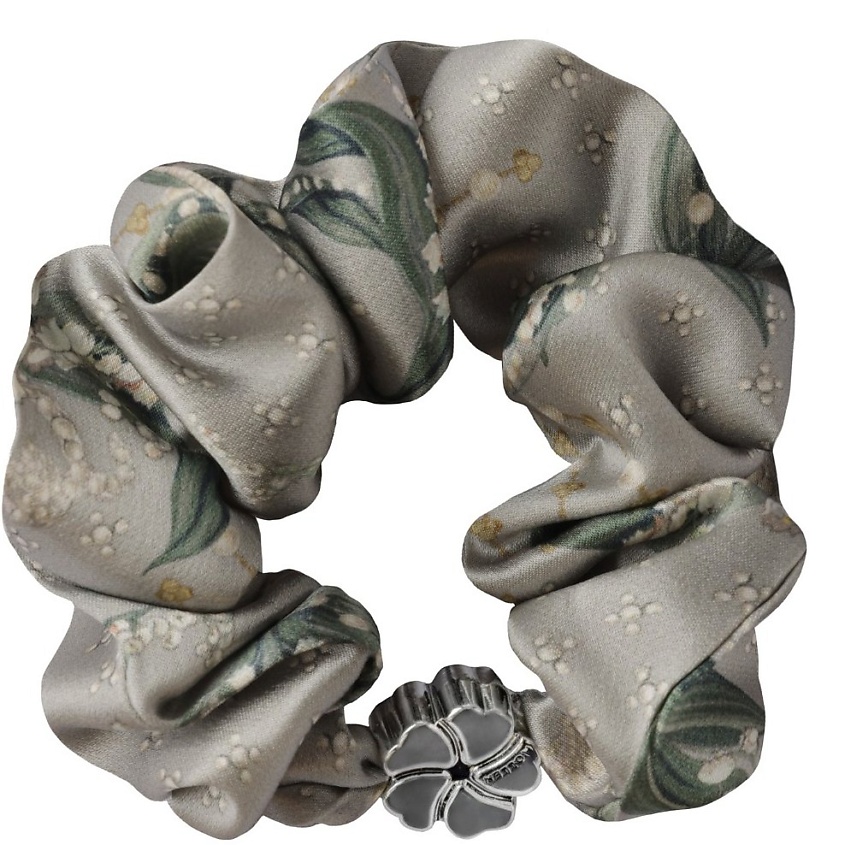 Изображение товара MOLLEN Шелковая резинка для волос Ландыши с металлическим цветком 100% шелк