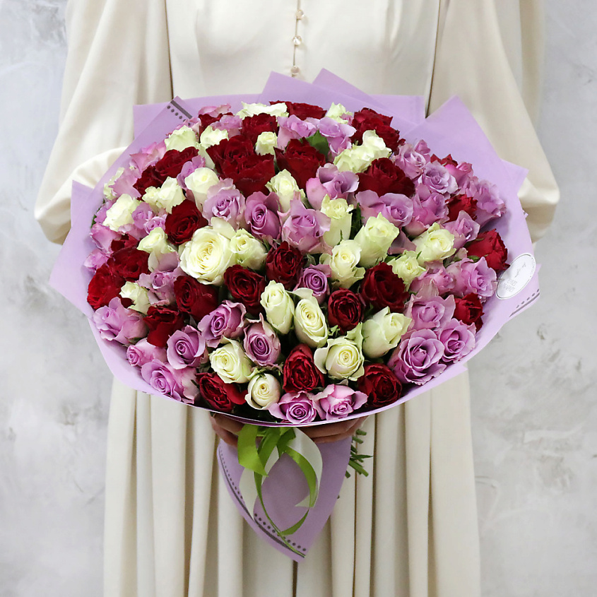 Изображение товара БУКЕТ МАРКЕТ ДАРИТЕ С УДОВОЛЬСТВИЕМ Букет из 101 розы - Знак внимания Кения 40 см., 1шт.