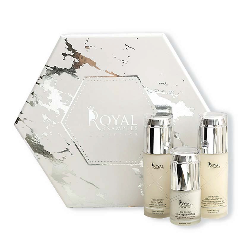 Изображение товара ROYAL SAMPLES Косметический набор Ideal Face крем для лица дневной +крем ночной +крем для век, 50 мл + 50 мл + 20 мл