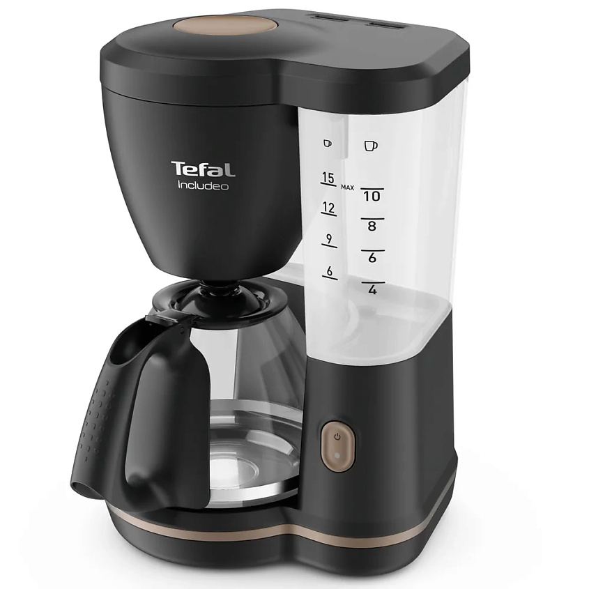 Изображение товара TEFAL Капельная кофеварка Includeo CM533811, с чашей объемом 1,25 л, 1000 Вт, черная