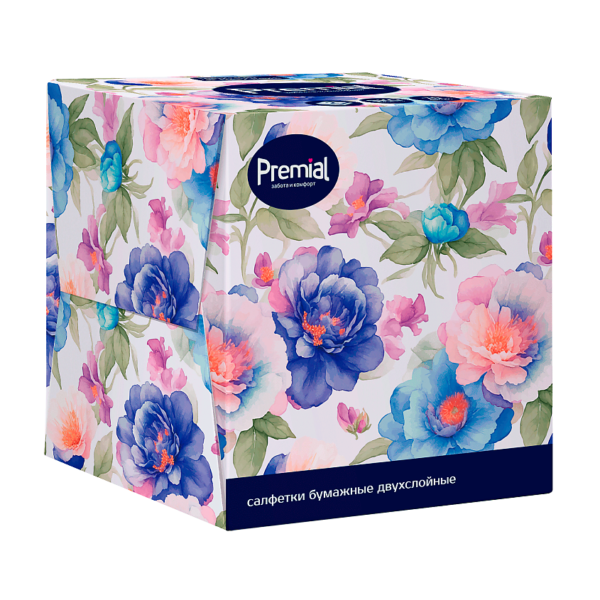 Изображение товара PREMIAL Салфетки бумажные многослойные белые в коробке нон-стоп, 70 шт.