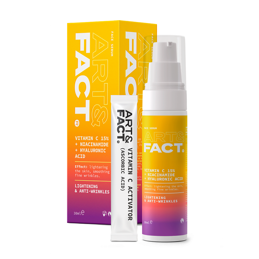 Изображение товара ART&FACT Осветляющая сыворотка для лица с витамином С, гидролатом розмарина и алоэ вера, 30 мл