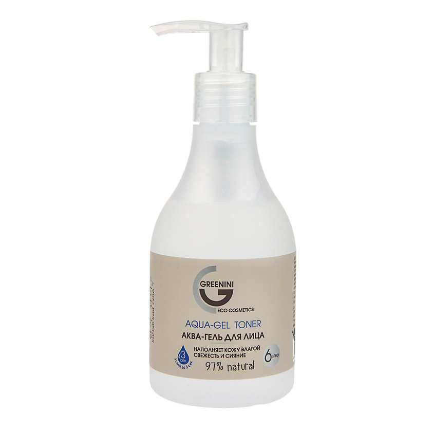 Изображение товара GREENINI Аква-гель тонер для лица 235 мл с гиалуроновой кислотой и бетаином