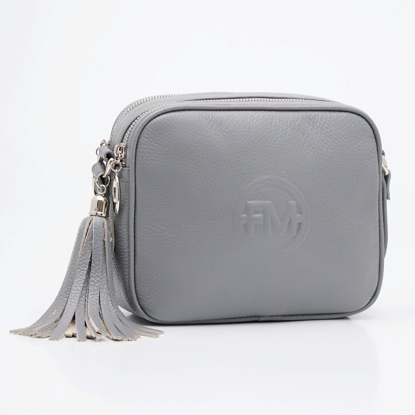 Изображение товара Женская кожаная сумка кросс-боди светло-серая Franchesco Mariscotti 21x17x7 см