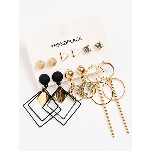

TRENDPLACE Набор серьги пусеты кольца бижутерия под золото, Набор серьги пусеты кольца бижутерия под золото