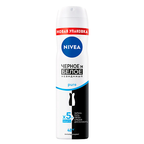 

NIVEA Дезодорант-антиперспирант спрей "Черное и Белое" Невидимый Pure, Дезодорант-антиперспирант спрей "Черное и Белое" Невидимый Pure
