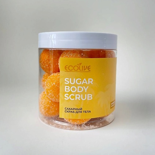 ECOLIVE Сахарный скраб для тела, апельсин