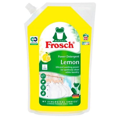 

FROSCH Жидкое средство для стирки белого белья концентрат Лимон, мягкая упаковка, Жидкое средство для стирки белого белья концентрат Лимон, мягкая упаковка
