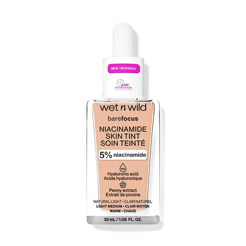 

WET N WILD Тональный флюид Bare Focus Niacinamide Skin Tint, Тональный флюид Bare Focus Niacinamide Skin Tint