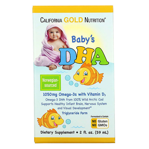 

CALIFORNIA GOLD NUTRITION ДГК для детей омега-3 с витамином D3 1050 мг Baby'S Dha, ДГК для детей омега-3 с витамином D3 1050 мг Baby'S Dha