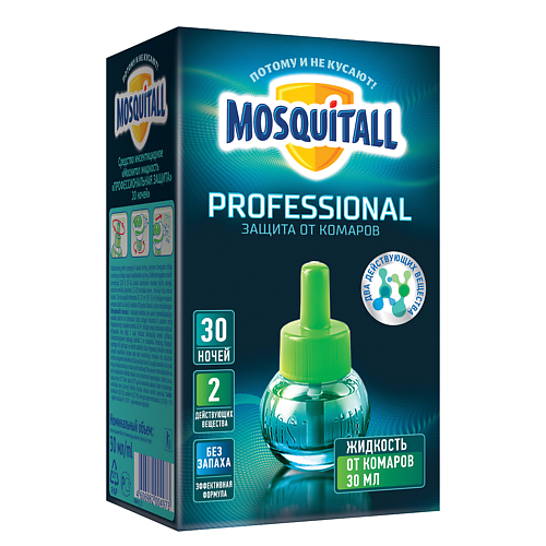 

MOSQUITALL Жидкость 30 ночей "Профессиональная защита" от комаров, Жидкость 30 ночей "Профессиональная защита" от комаров