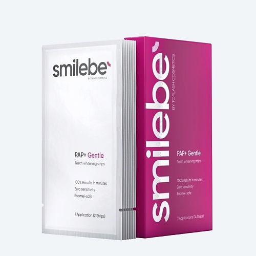 

SMILEBE BY TOPLASH Отбеливающие полоски для чувствительных зубов PAP+Gentle 28 полосок 14.0, Отбеливающие полоски для чувствительных зубов PAP+Gentle 28 полосок