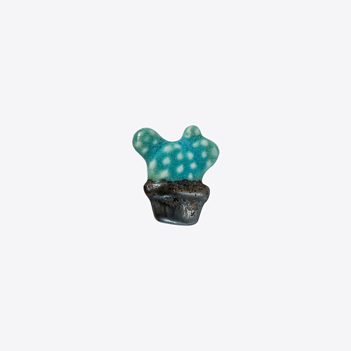 

LA PALME ARTISAN CERAMICA Брошь-значок из керамики Кактус Опунция Бирюза Голд Л, Брошь-значок из керамики Кактус Опунция Бирюза Голд Л
